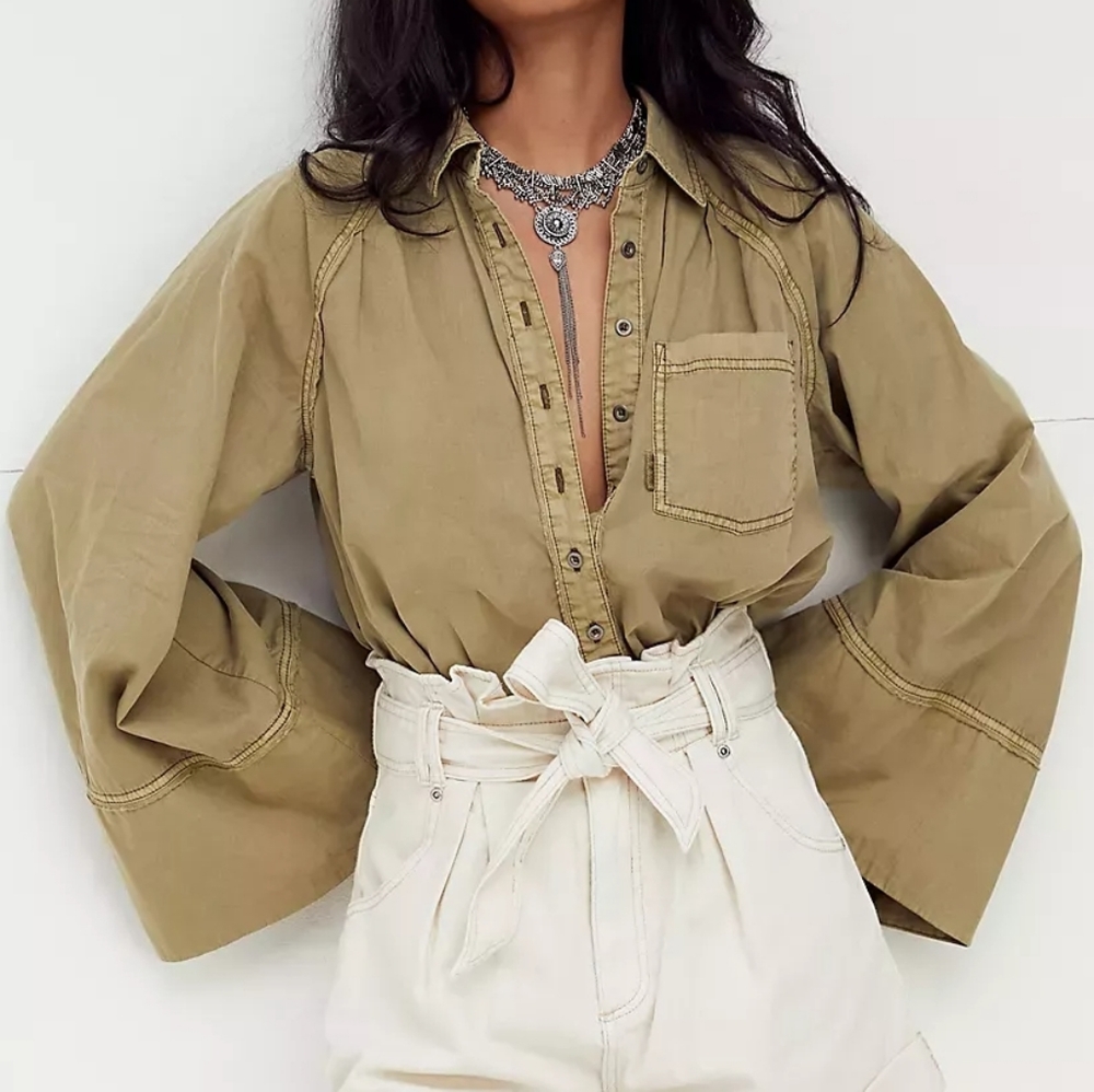 CURRENT Free People Khaki Milano Top